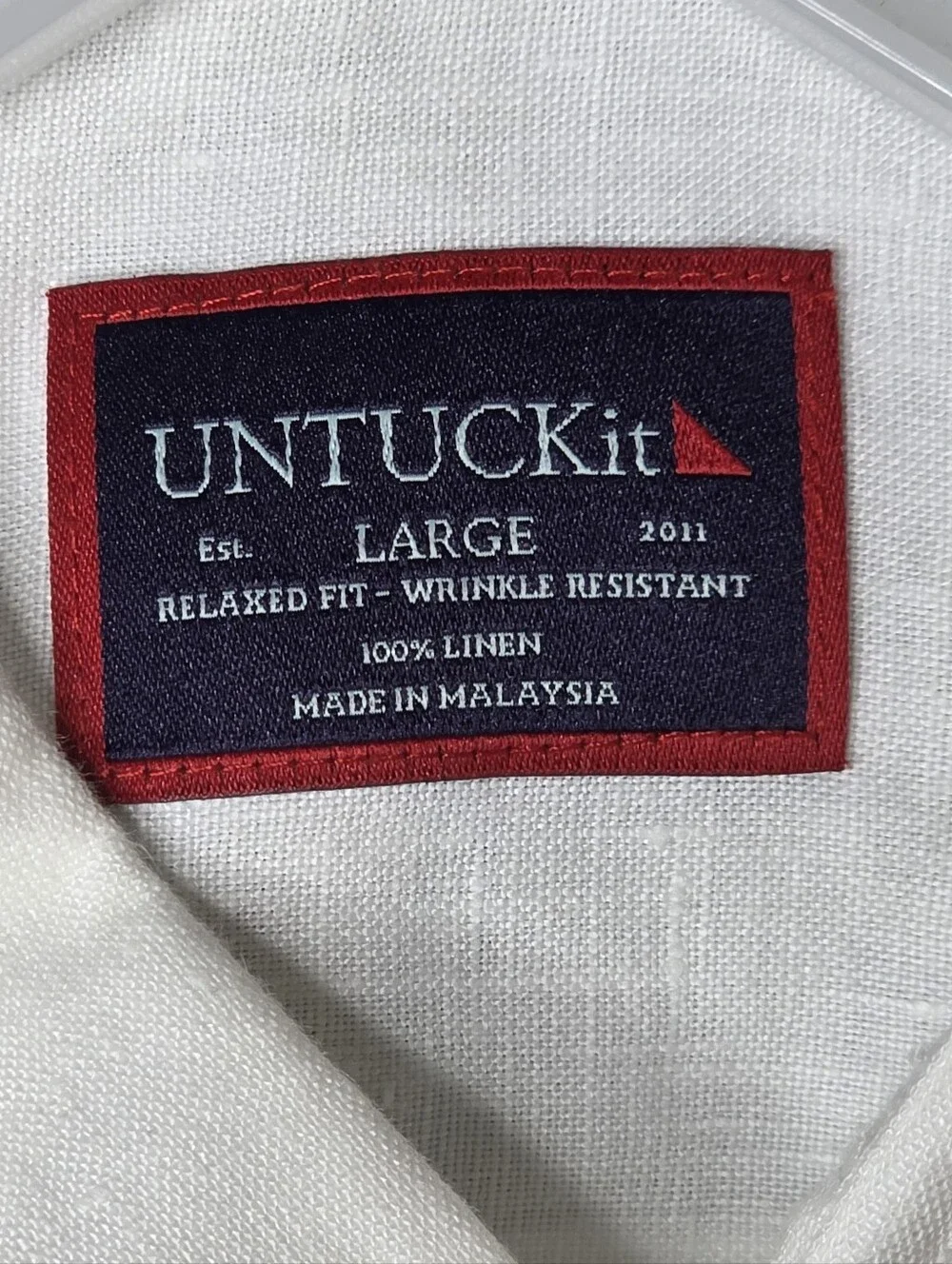 Untuckit Shirt Men Large White Linen Button Up Dress Solid Casual Camp Adult - Picture 3 of 7